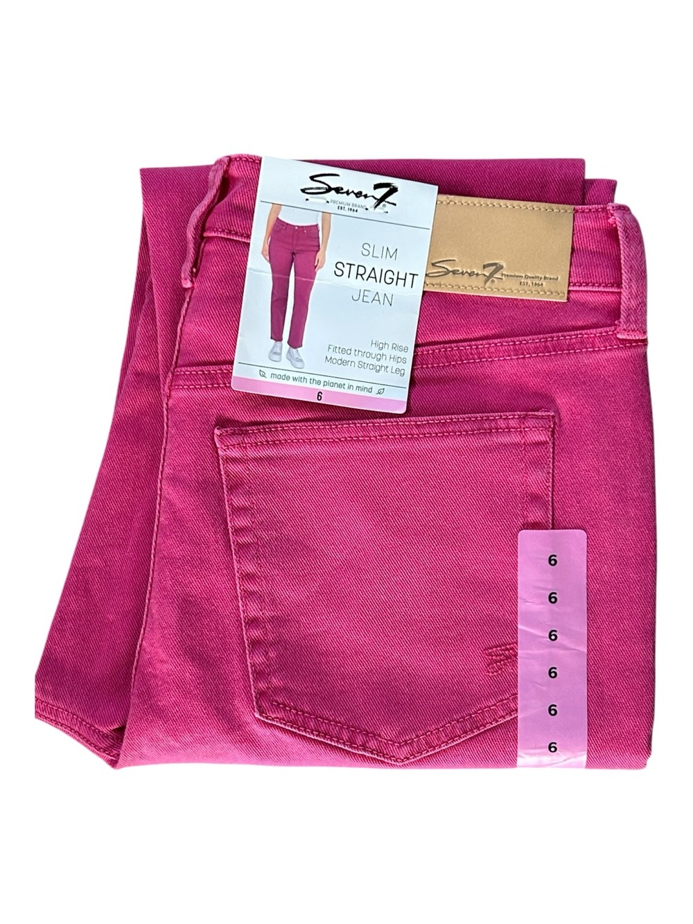 NEW Seven7 Pink Slim Straight Leg Jeans